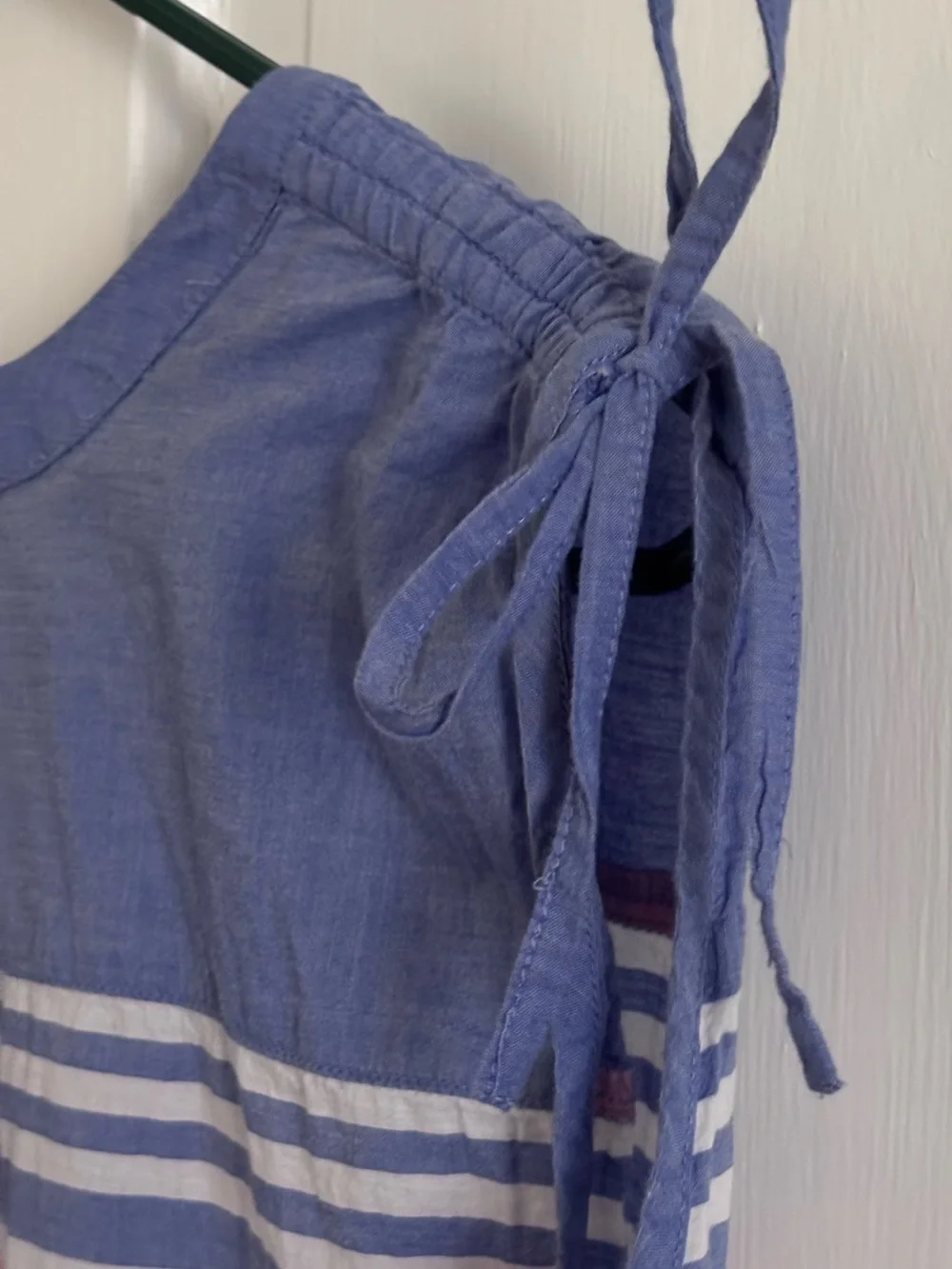 VENUS Cover Up Dress Blue 100% Cotton Tie Shoulder Sleeveless Pockets Small